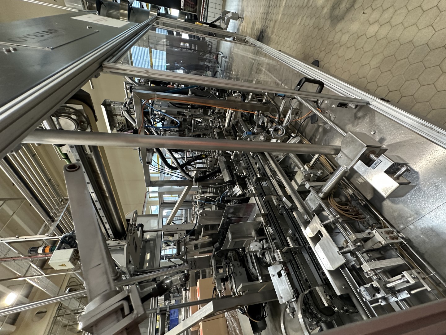 Used Aseptic Carton Filling Line: Shikoku S-PS80HA + 3x Elopak PLA-S30 Applicator + Oystar A+F Packer