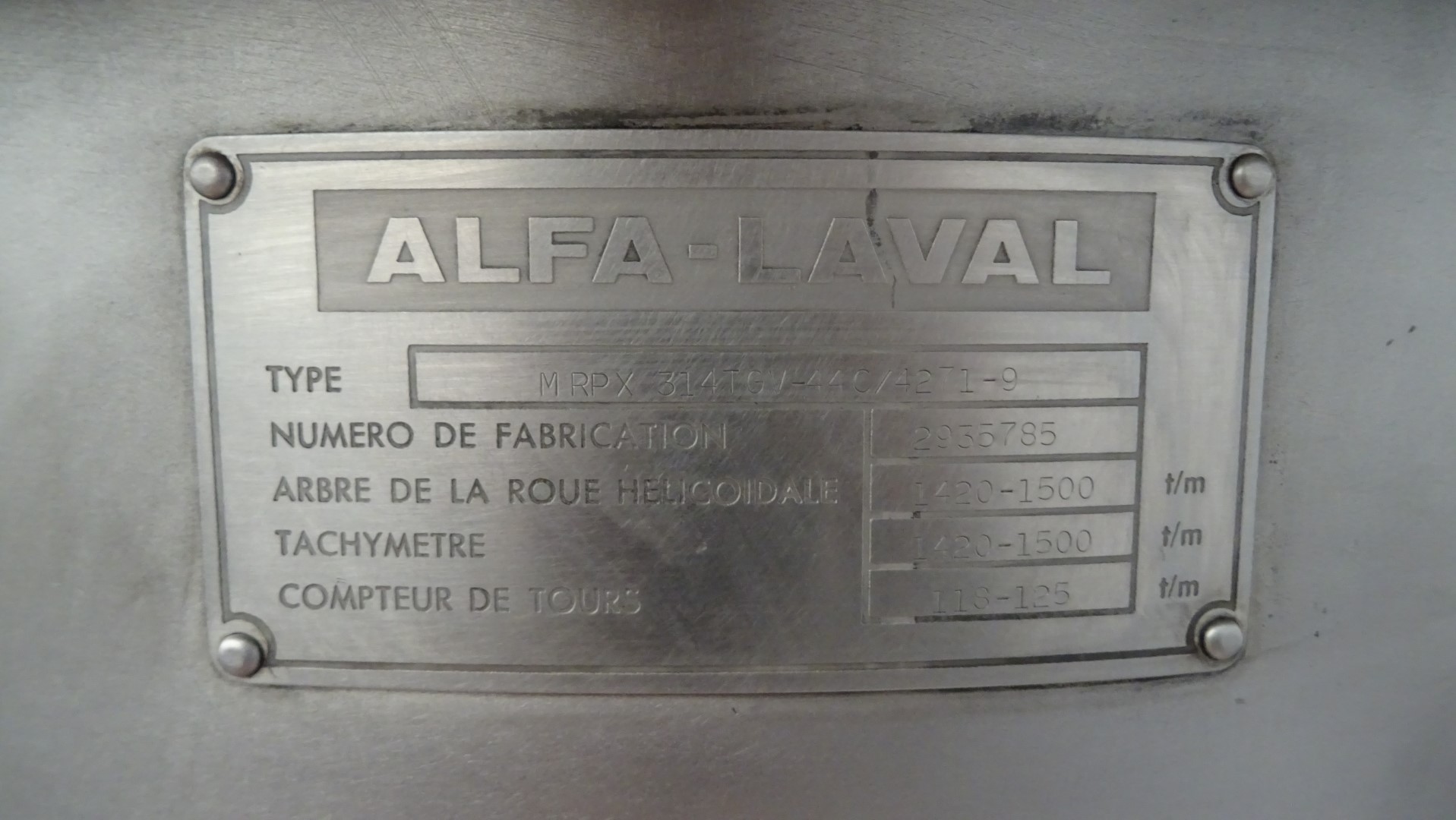 Used Cream Separator Alfa Laval MRPX 314 TGV-44C/4271-9
