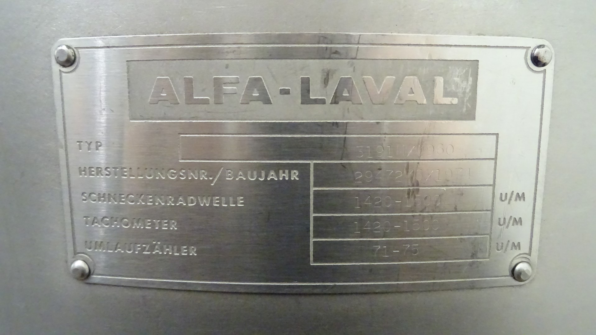 Used Cream Separator Alfa Laval 3191 M (manual cleaning)