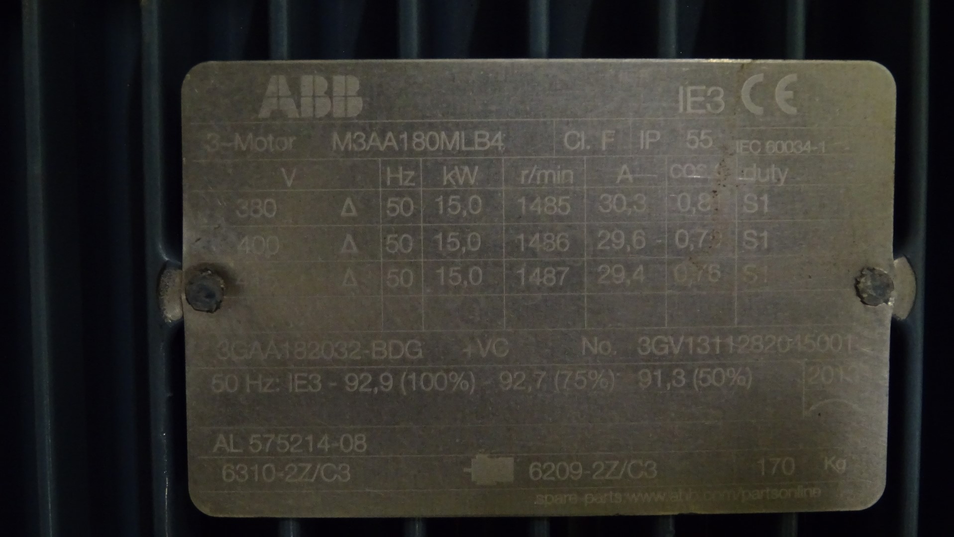 Used Motor - ABB - 15 kW - Alfa Laval MRPX 214
