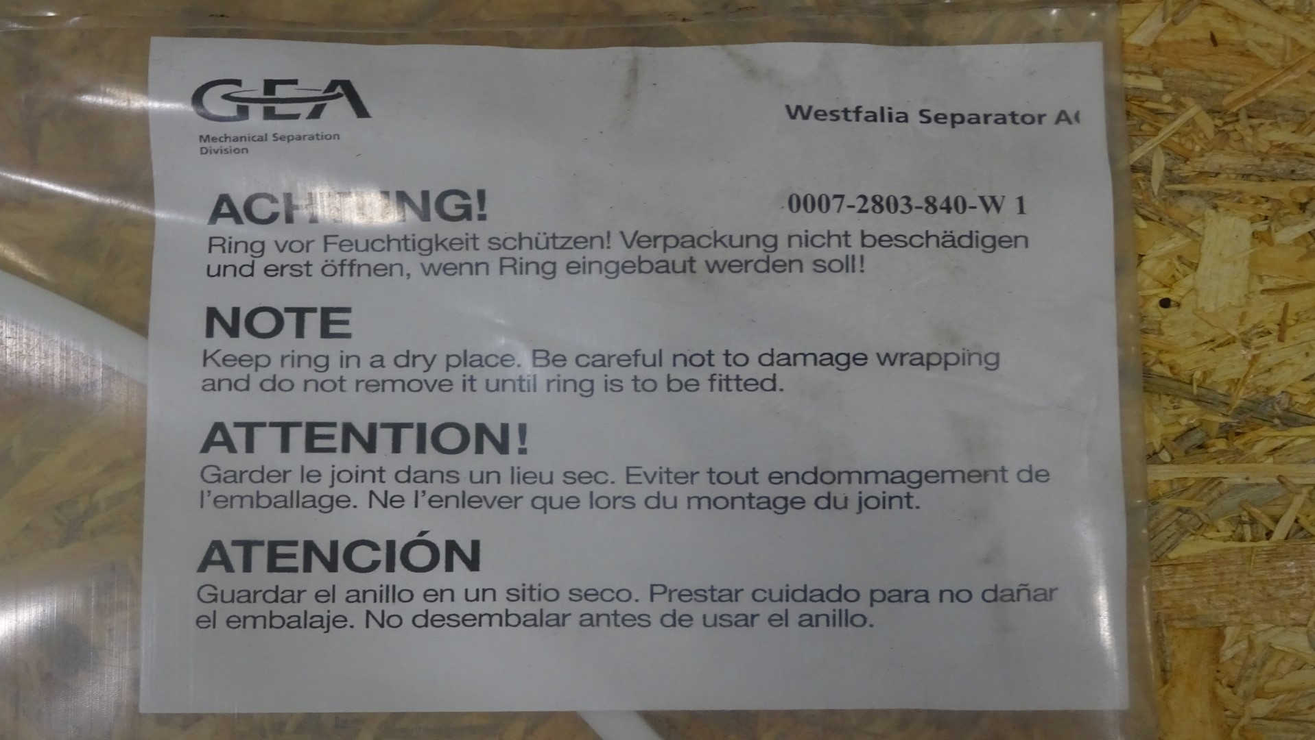 Used Separator Gaskets / Dichtring for GEA Westfalia separators (MSA 170 / MSB 200 / CNB 215 / CND 215)