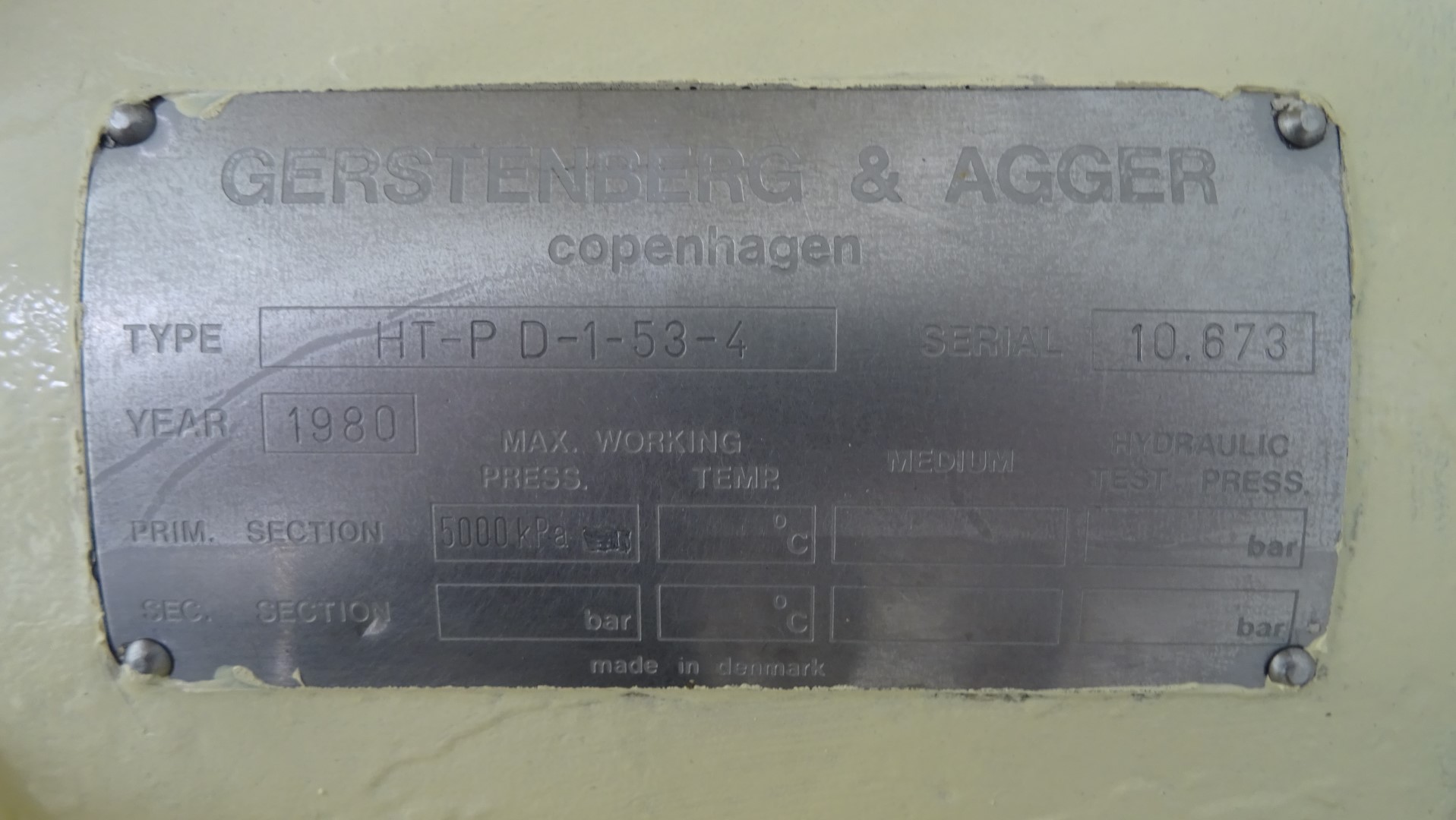 Used High Pressure Pump - Gerstenberg & Agger HT-P D-1-53-4