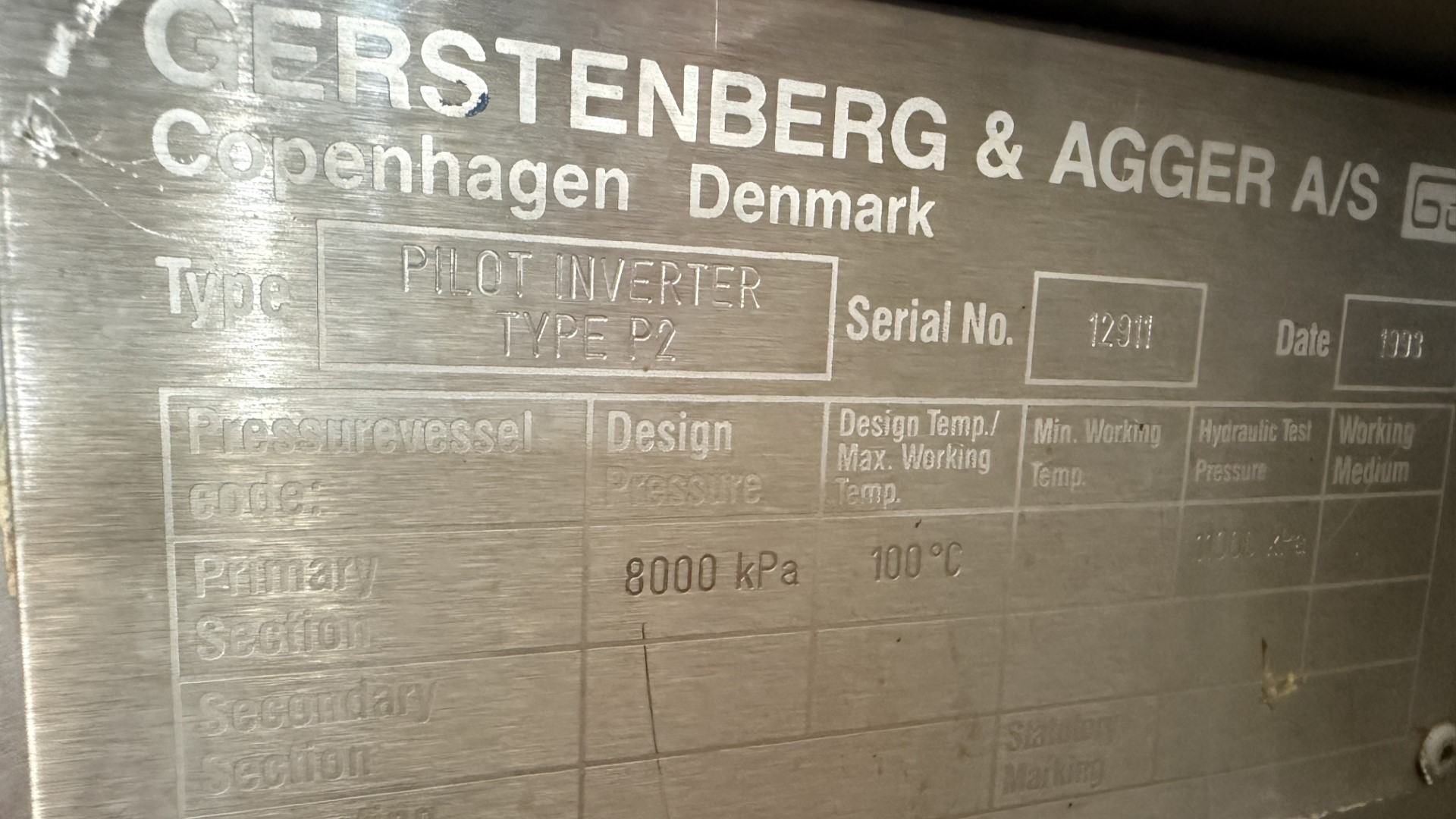 Used Margarine Pilot Plant - Gerstenberg & Agger HP Pump + Perfector 3x57 + Pin rotor + Inverter and Cooling Unit R22