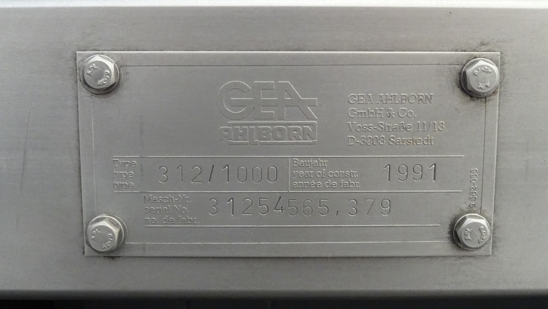 Used Continuous Butter Making Machine (CBM) GEA Ahlborn 312/1000