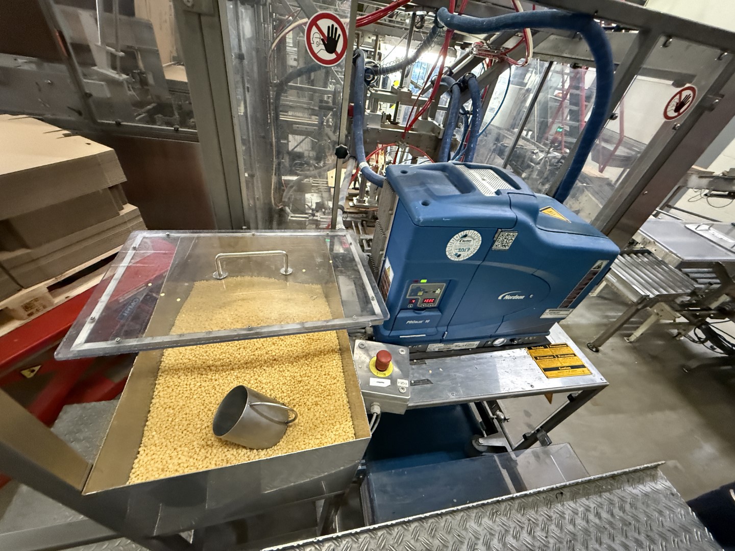 Used Complete can filling and closing line for liquids (nutrition) in 250 gram aluminium cans