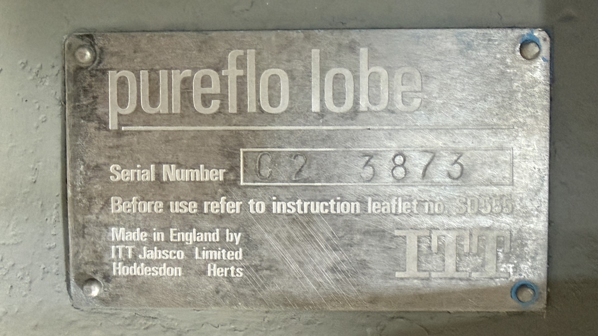 Used Rotary positive displacement pump / Lobe pump - ITT Jabsco Pureflo Lobe 24250-4310