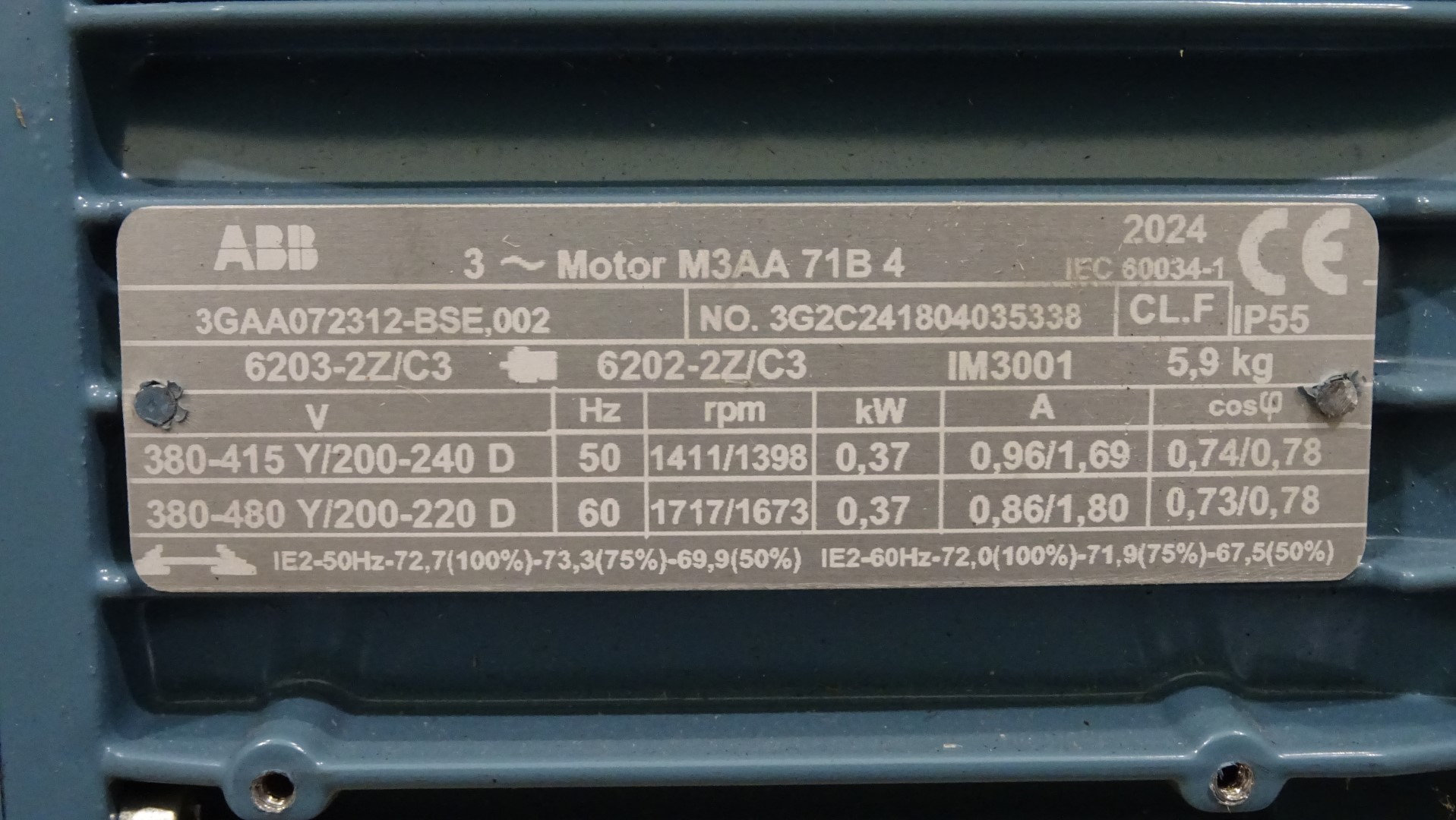 Used Unused Motor - ABB M3AA 71B 4 - 0,37 kW