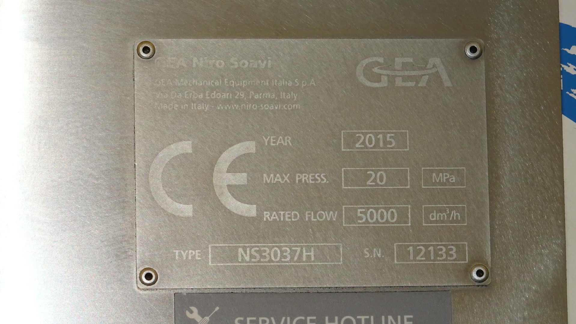 Used High Pressure Homogeniser GEA Niro Soavi NS3037H