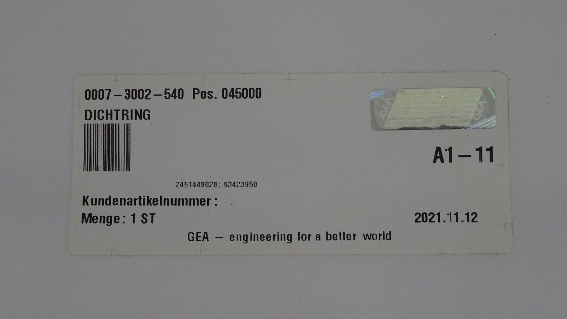 Used Separator Gaskets / Dichtring for GEA Westfalia separators (MSA 170 / MSB 200 / CNB 215 / CND 215)