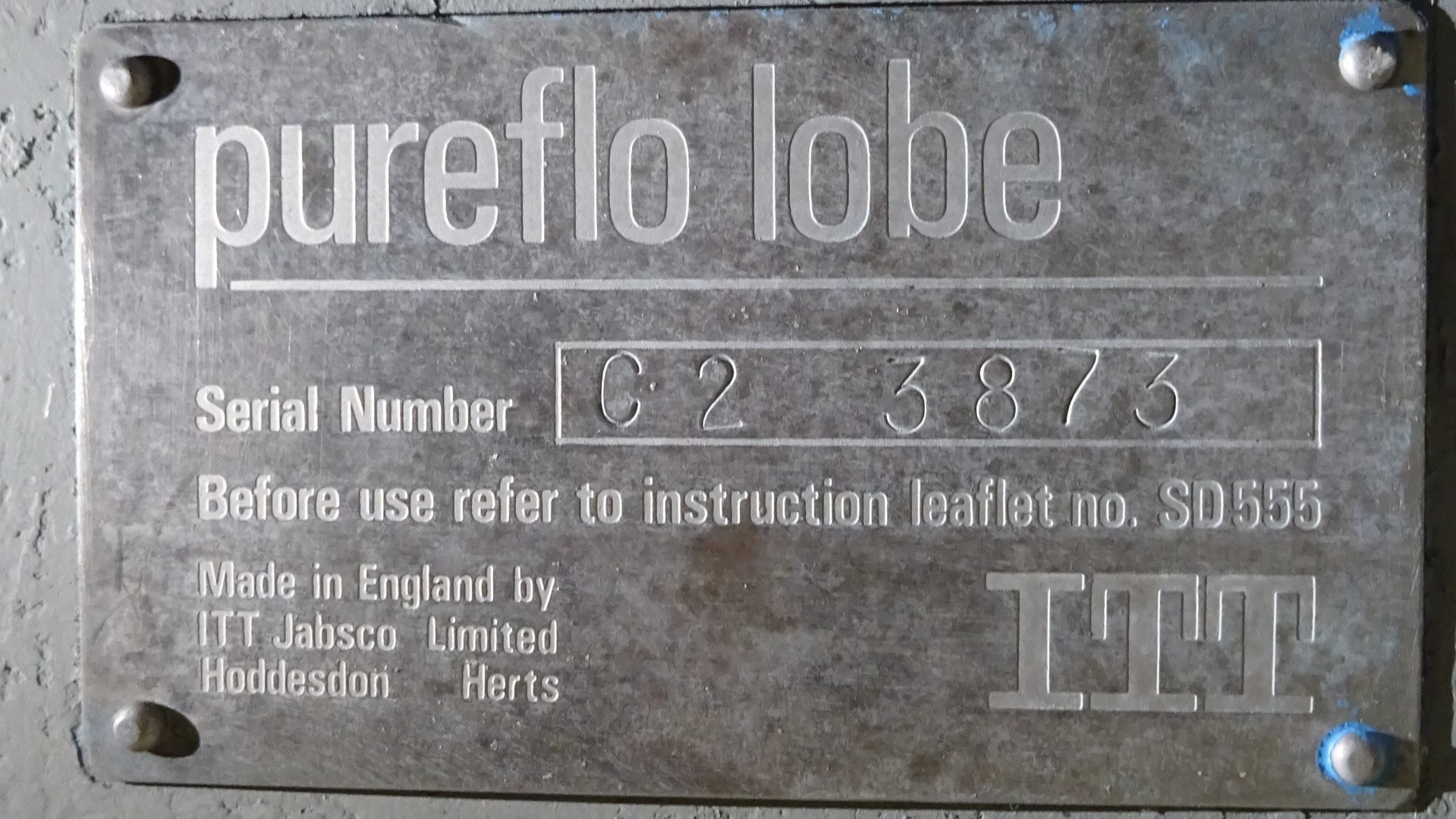 Used Rotary positive displacement pump / Lobe pump - ITT Jabsco Pureflo Lobe 24250-4310