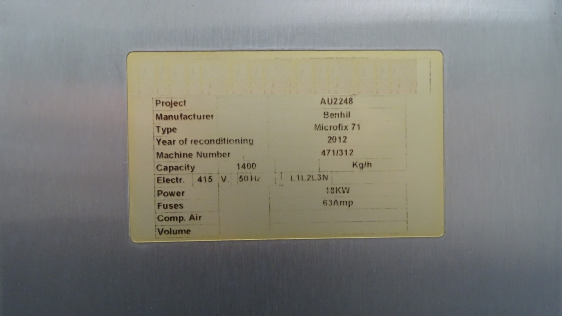 Used Butter Reworker / Homogeniser Benhil 71 Microfix