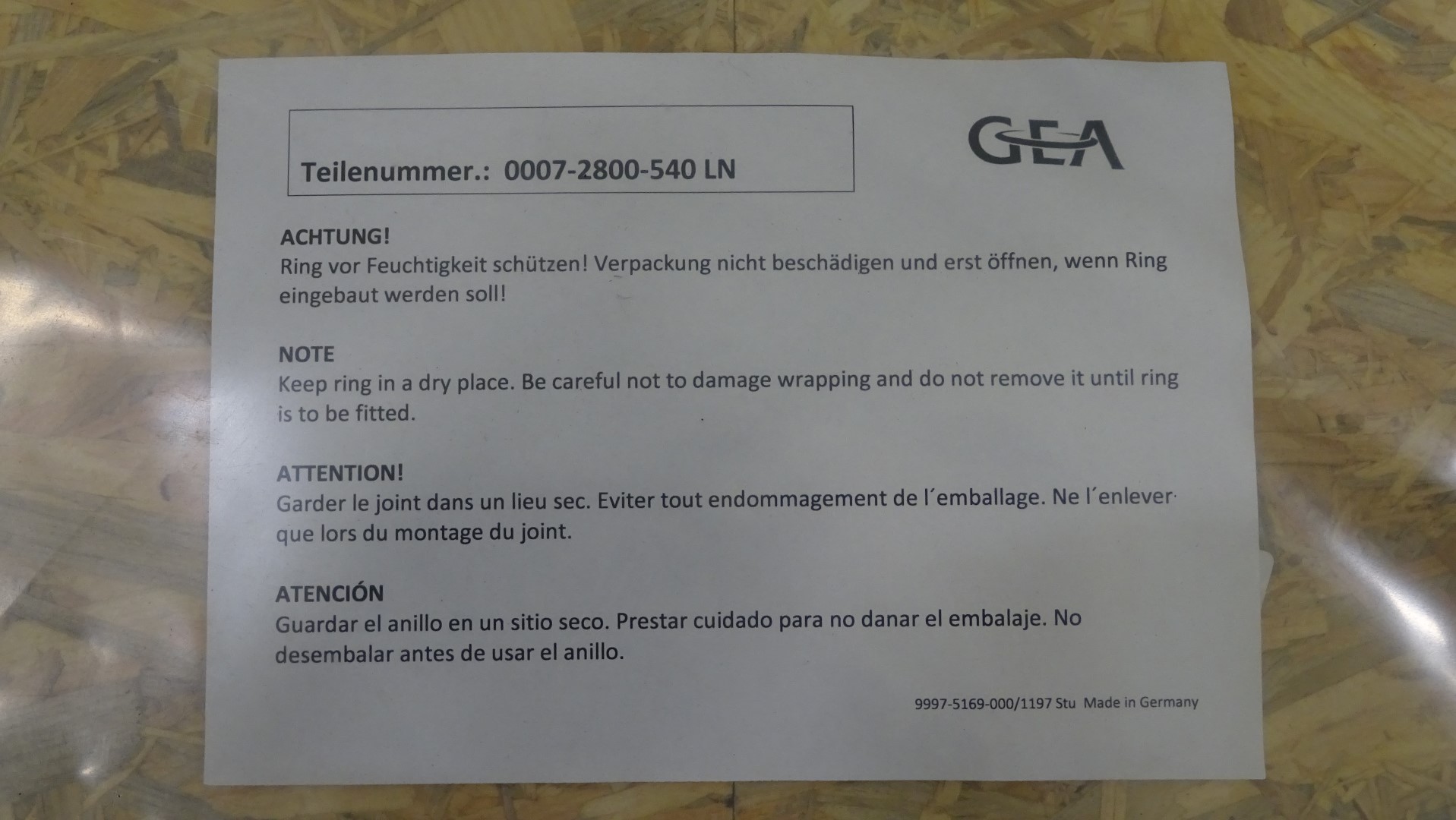 Used Separator Gaskets / Dichtring for GEA Westfalia separators (MSA 170 / MSB 200 / CNB 215 / CND 215)