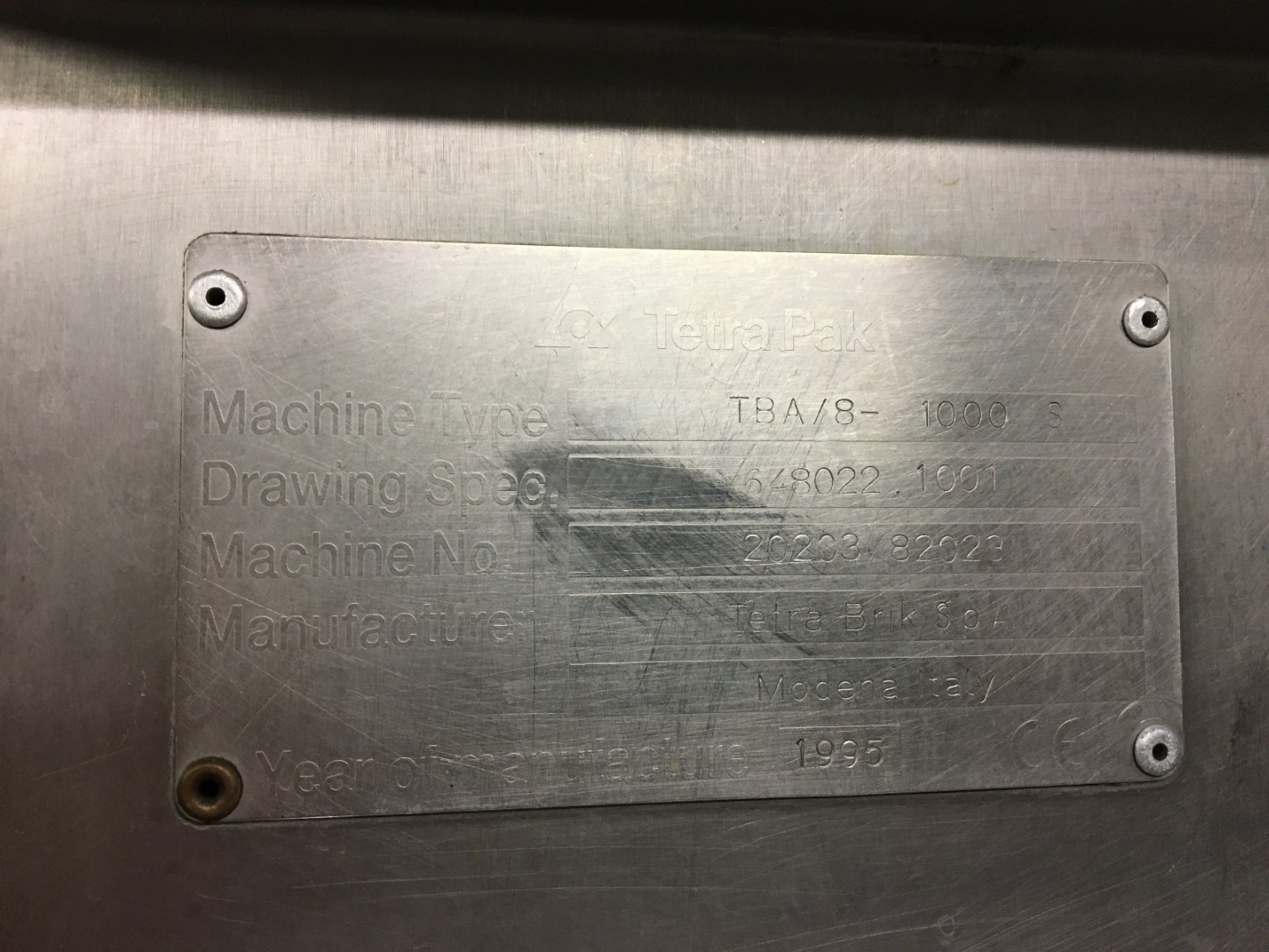 Used Aseptic carton filler Tetra Pak TBA/8 1000SQ 100V