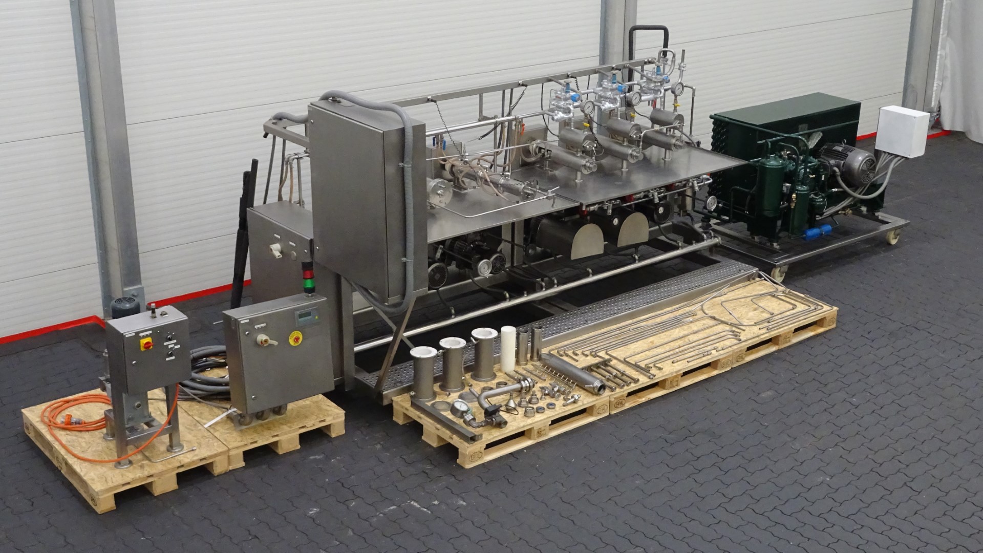 Used Margarine Pilot Plant - Gerstenberg & Agger HP Pump + Perfector 3x57 + Pin rotor + Inverter and Cooling Unit R22