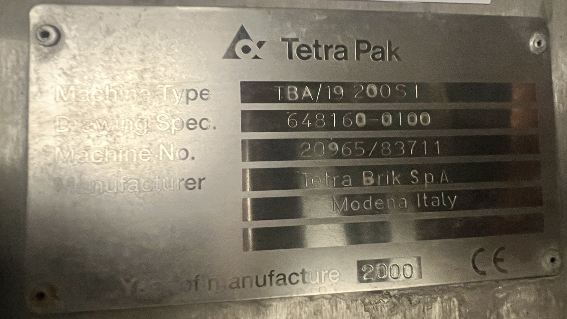 Used Aseptic carton filler Tetra Pak TBA/19 - 10 V - 200 ml Slim