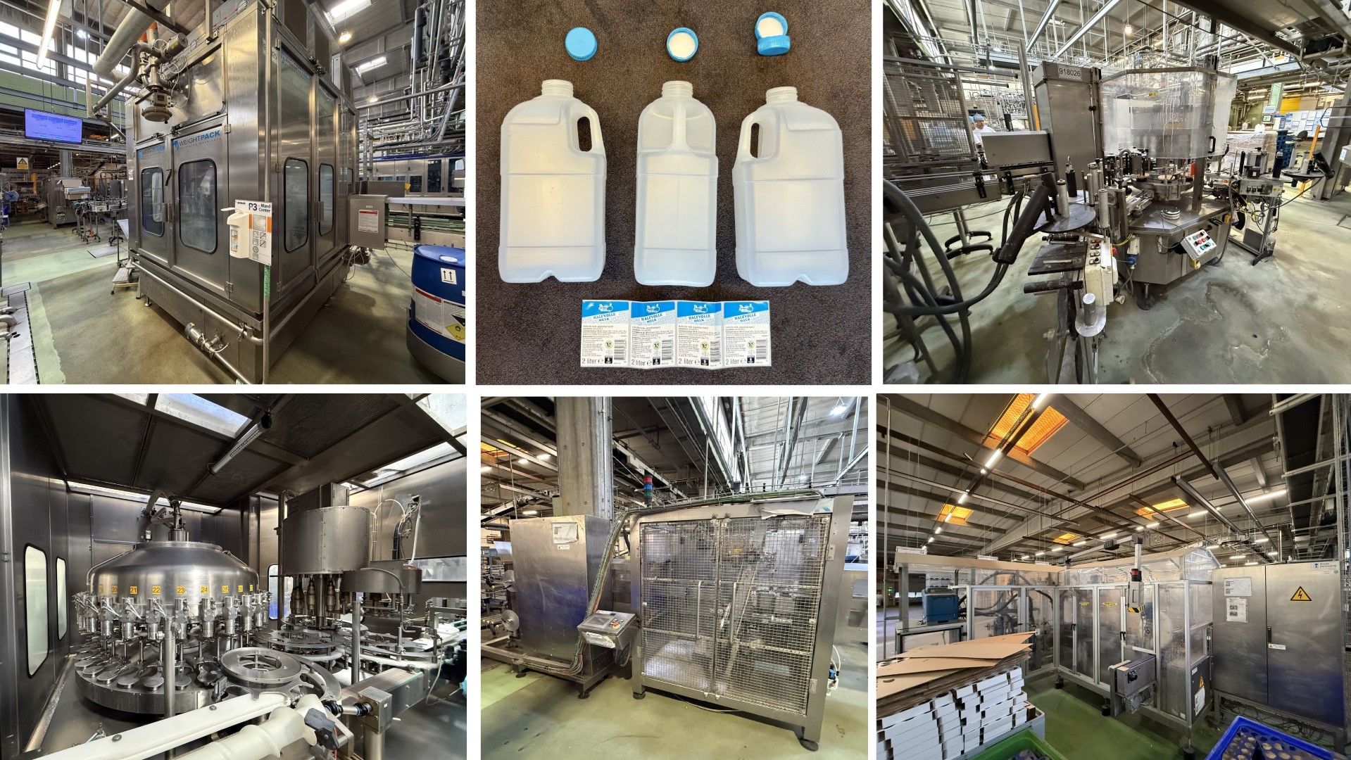 Used Filling, closing, labelling and packing line for plastic containers of 2 liter with fresh milk - Weightpack WFT 32.10.160