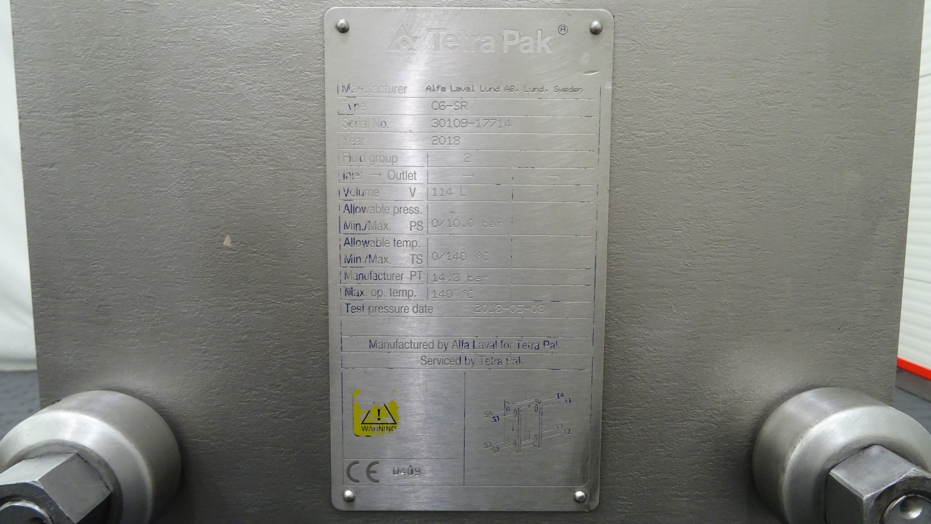Used Pasteuriser / Plate Heat Exchanger / PHE - Tetra Pak / Alfa Laval C6-SR