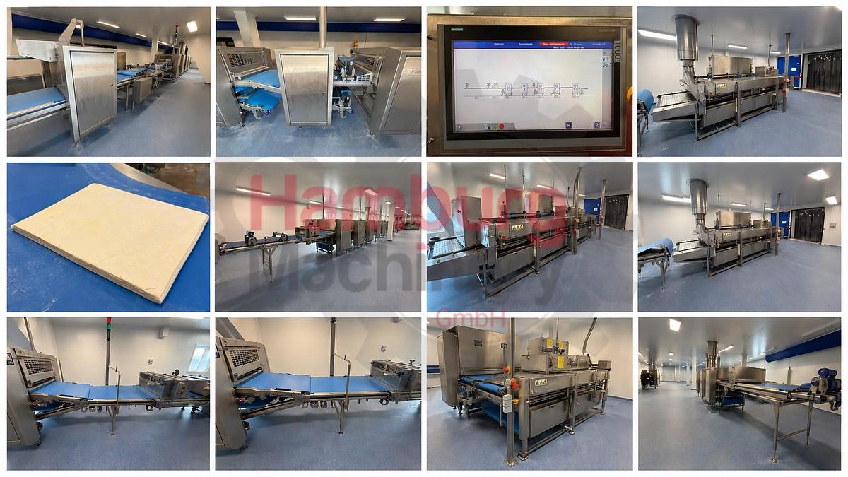 Used Dough processing / rollout line - Rademaker sheeting line with universal line and Packo nitrogen freezer