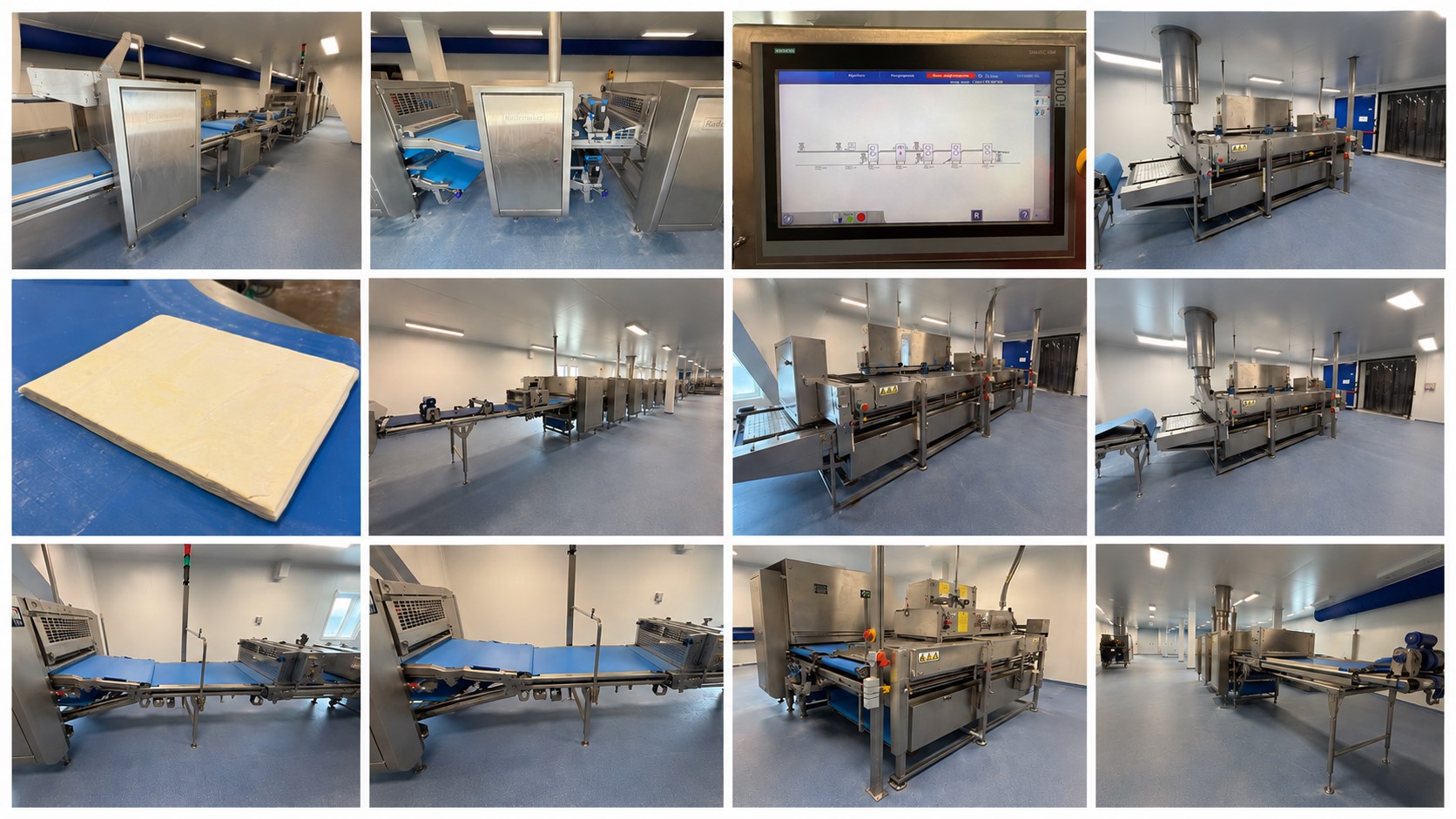 Used Dough processing / rollout line - Rademaker sheeting line with universal line and Packo nitrogen freezer