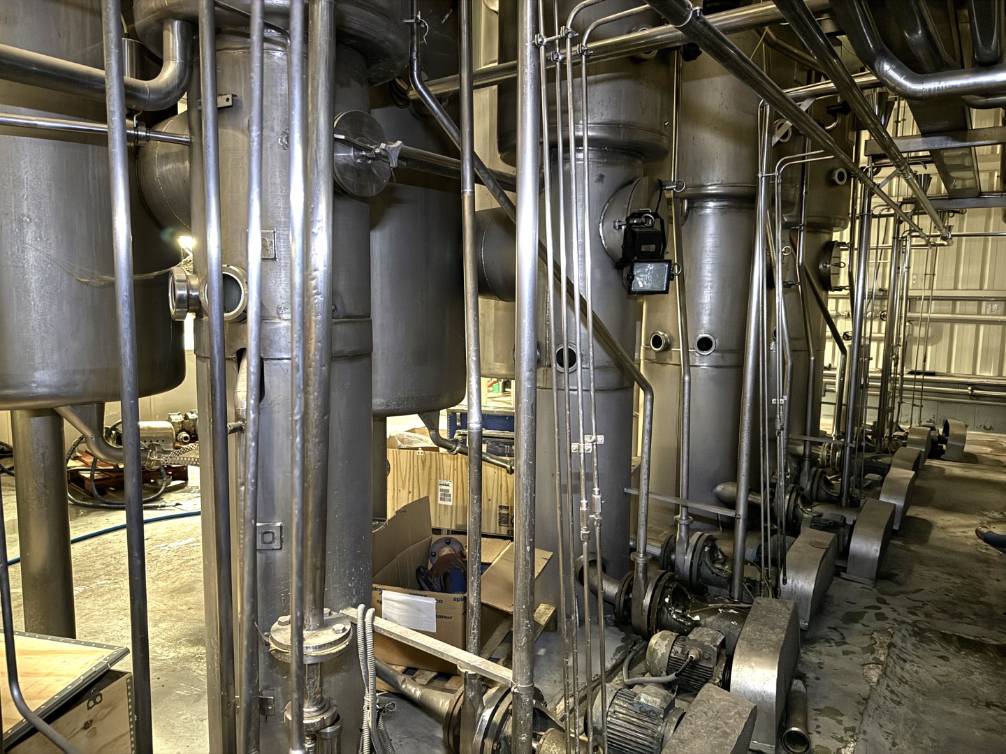 Used Complete GEA Niro Atomizer powder plant with 4-Effect TVR Evaporator, Spray Dryer, Fluidbed Dryer, Cyrstallisation tanks and filling station