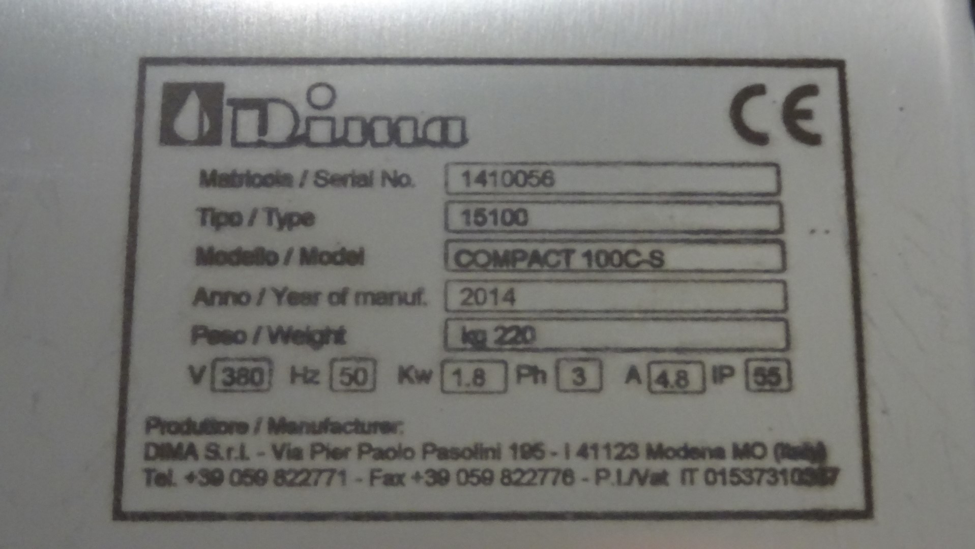 Used Unused Mozarella Batch Cooking Stretching Machine - Dima Compact 100C-S