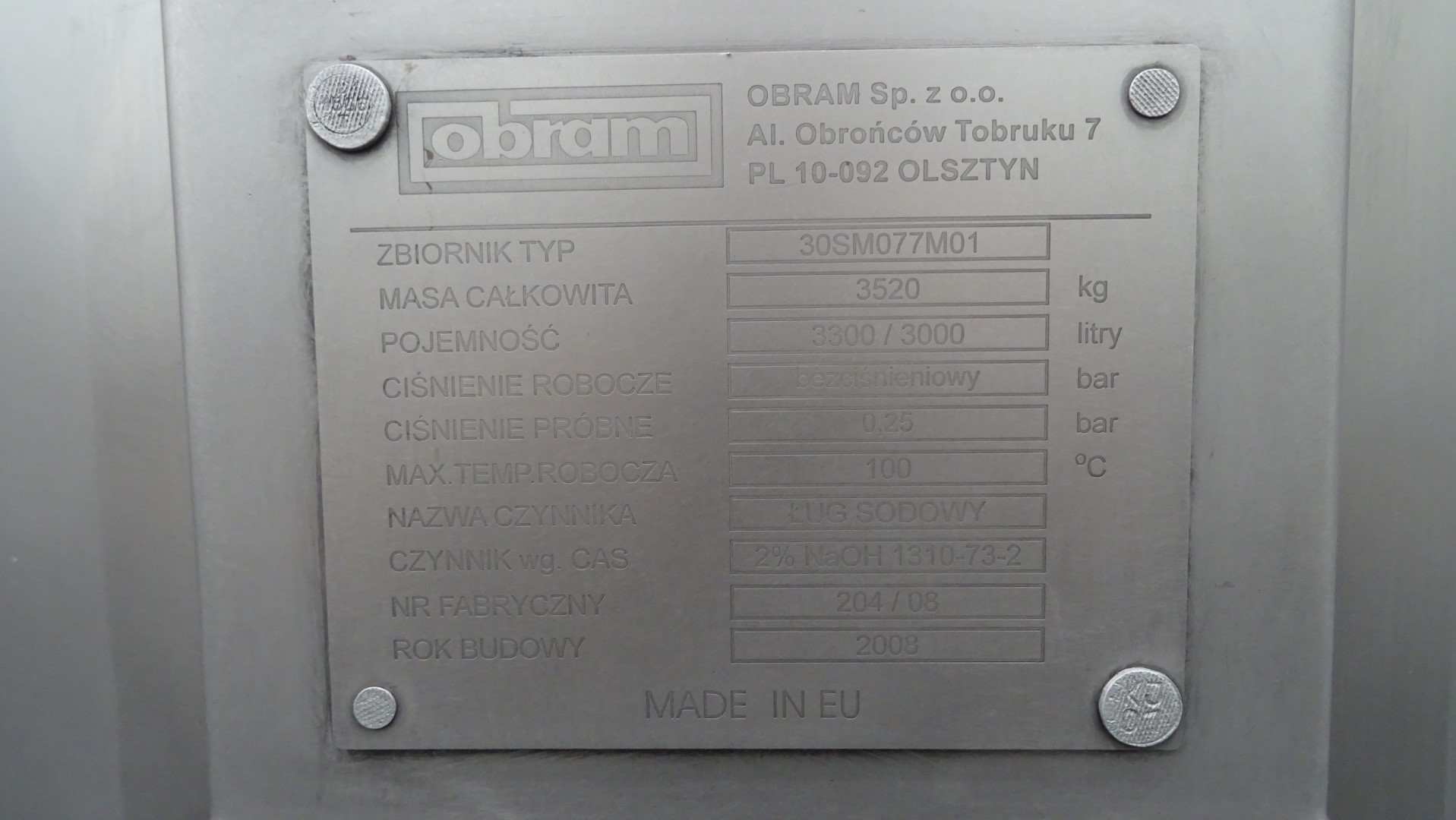 Used Complete 2-Lane CIP Unit with 3 Tanks - Obram WAB - 30/2