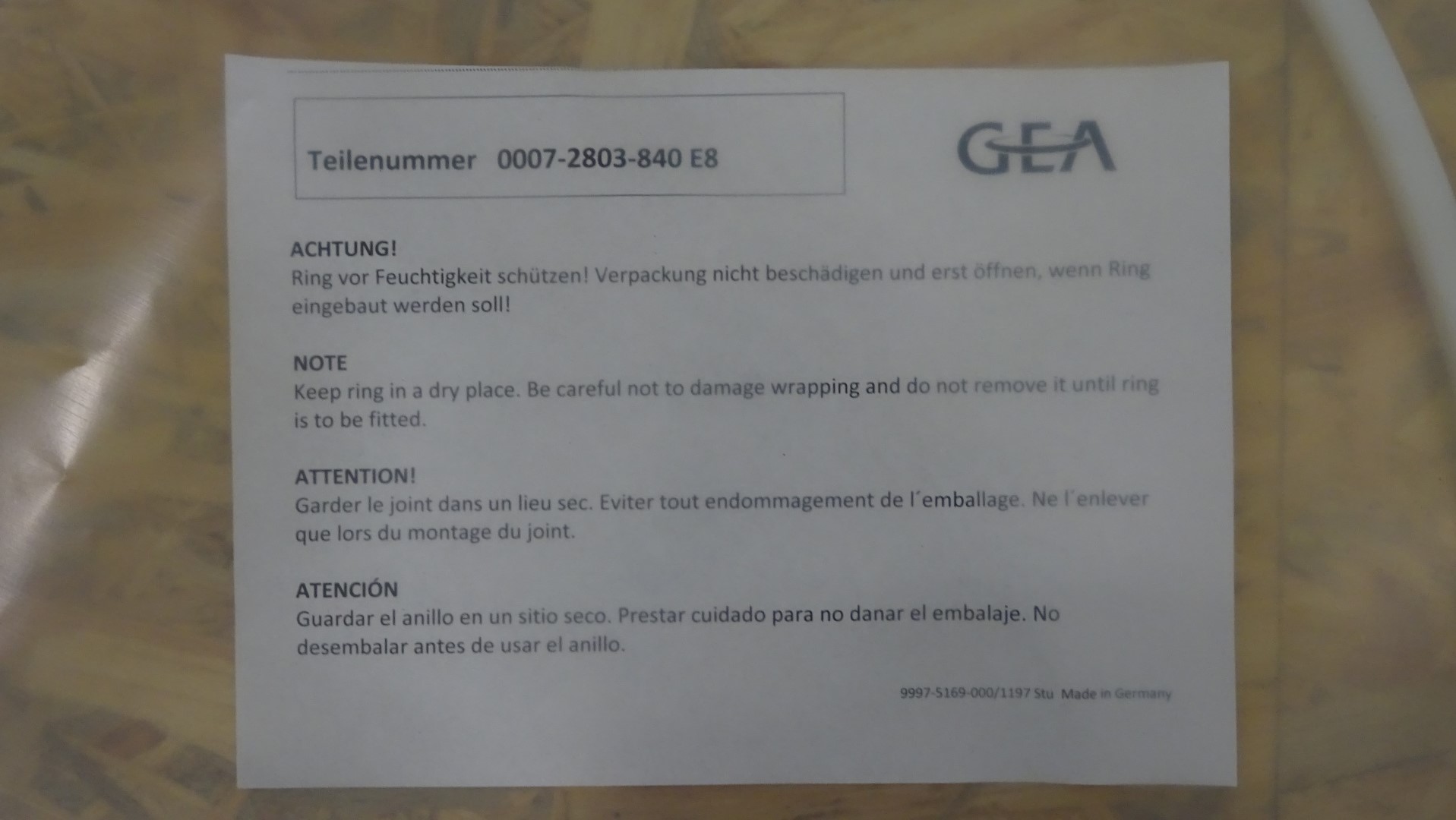 Used Separator Gaskets / Dichtring for GEA Westfalia separators (MSA 170 / MSB 200 / CNB 215 / CND 215)