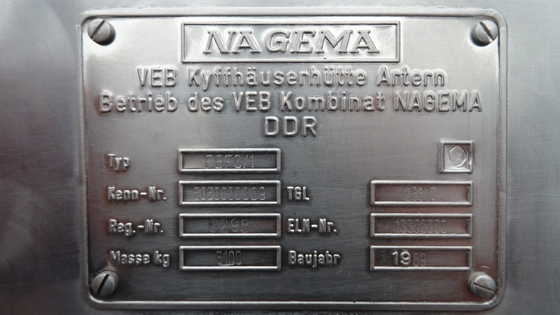 Used Continuous Butter Making Machine (CBM) Nagema FBFC/1