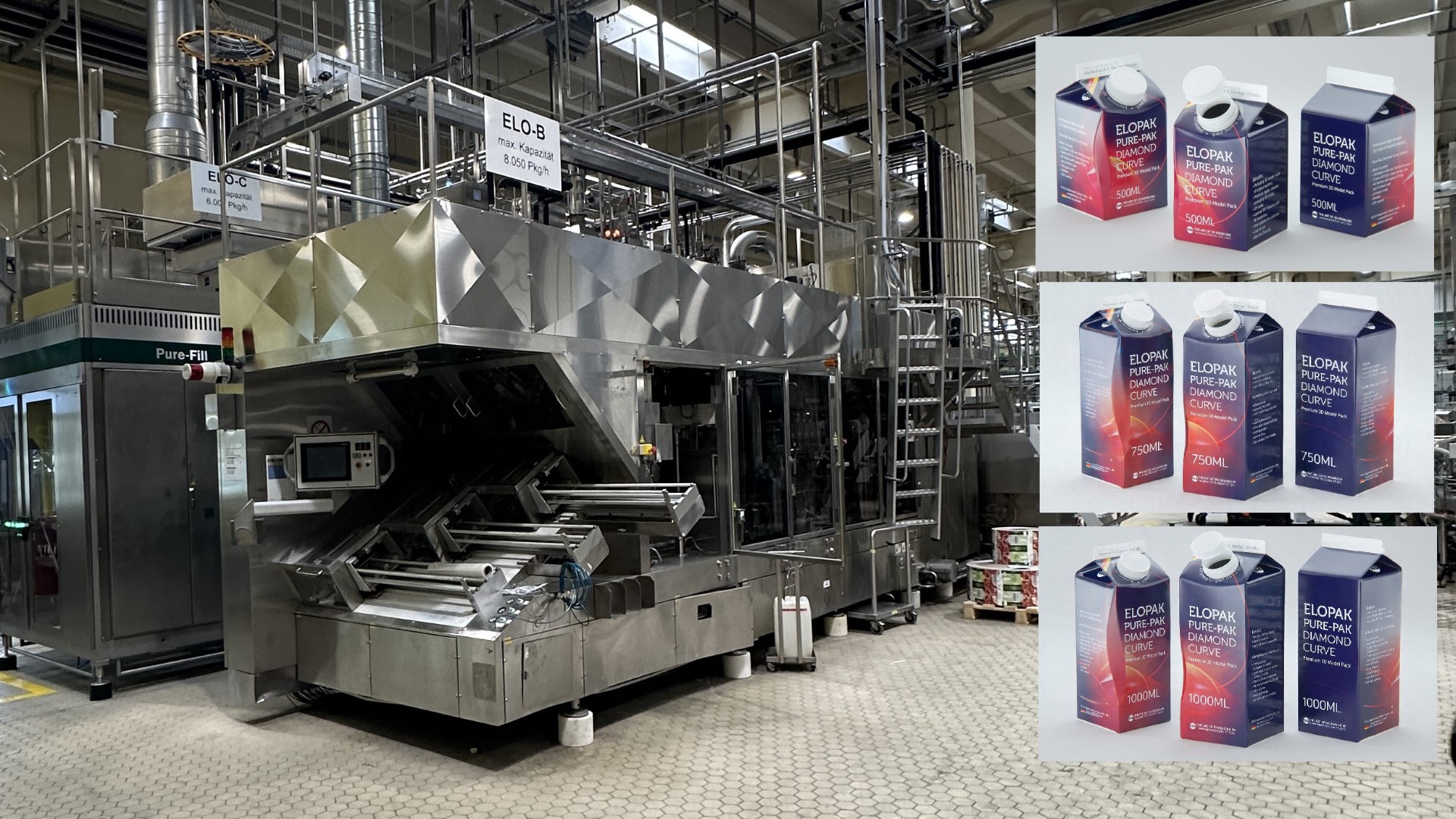 Used Aseptic Carton Filling Line: Shikoku S-PS80HA + 3x Elopak PLA-S30 Applicator + Oystar A+F Packer