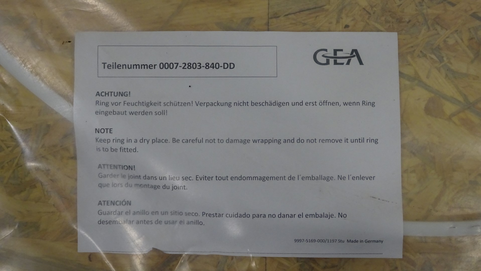 Used Separator Gaskets / Dichtring for GEA Westfalia separators (MSA 170 / MSB 200 / CNB 215 / CND 215)