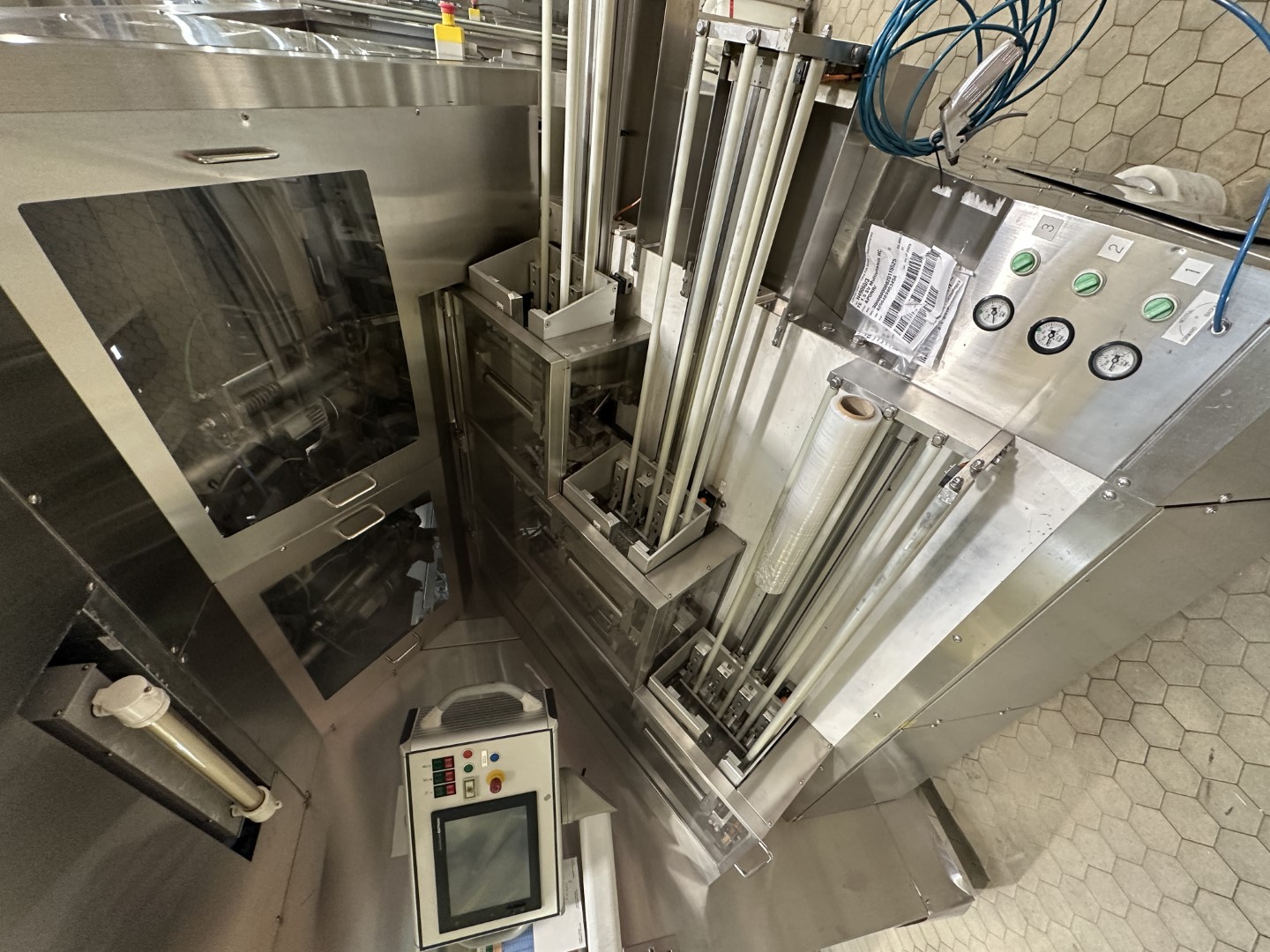 Used Aseptic Carton Filling Line: Shikoku S-PS80HA + 3x Elopak PLA-S30 Applicator + Oystar A+F Packer