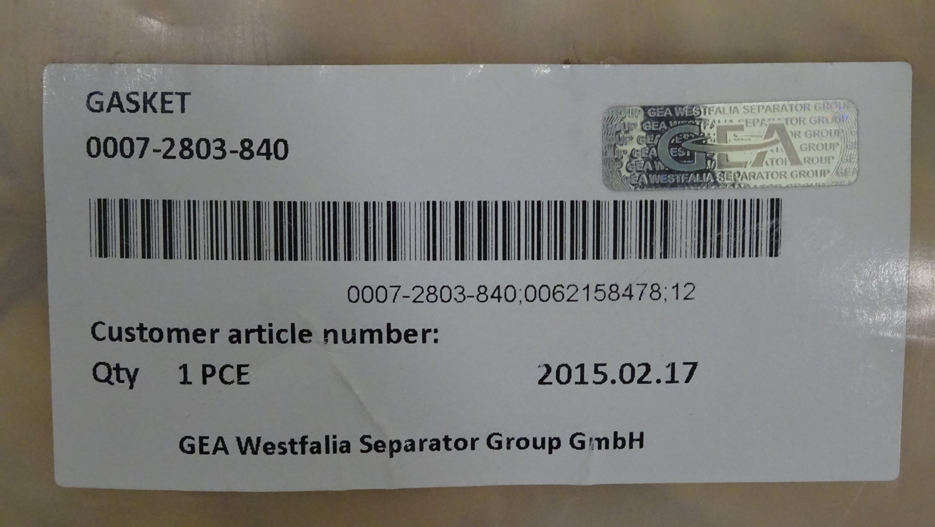 Used Separator Gaskets / Dichtring for GEA Westfalia separators (MSA 170 / MSB 200 / CNB 215 / CND 215)