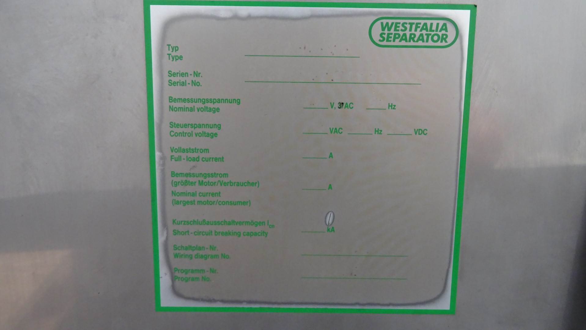 Used Cream Separator GEA Westfalia MSD 250-01-076