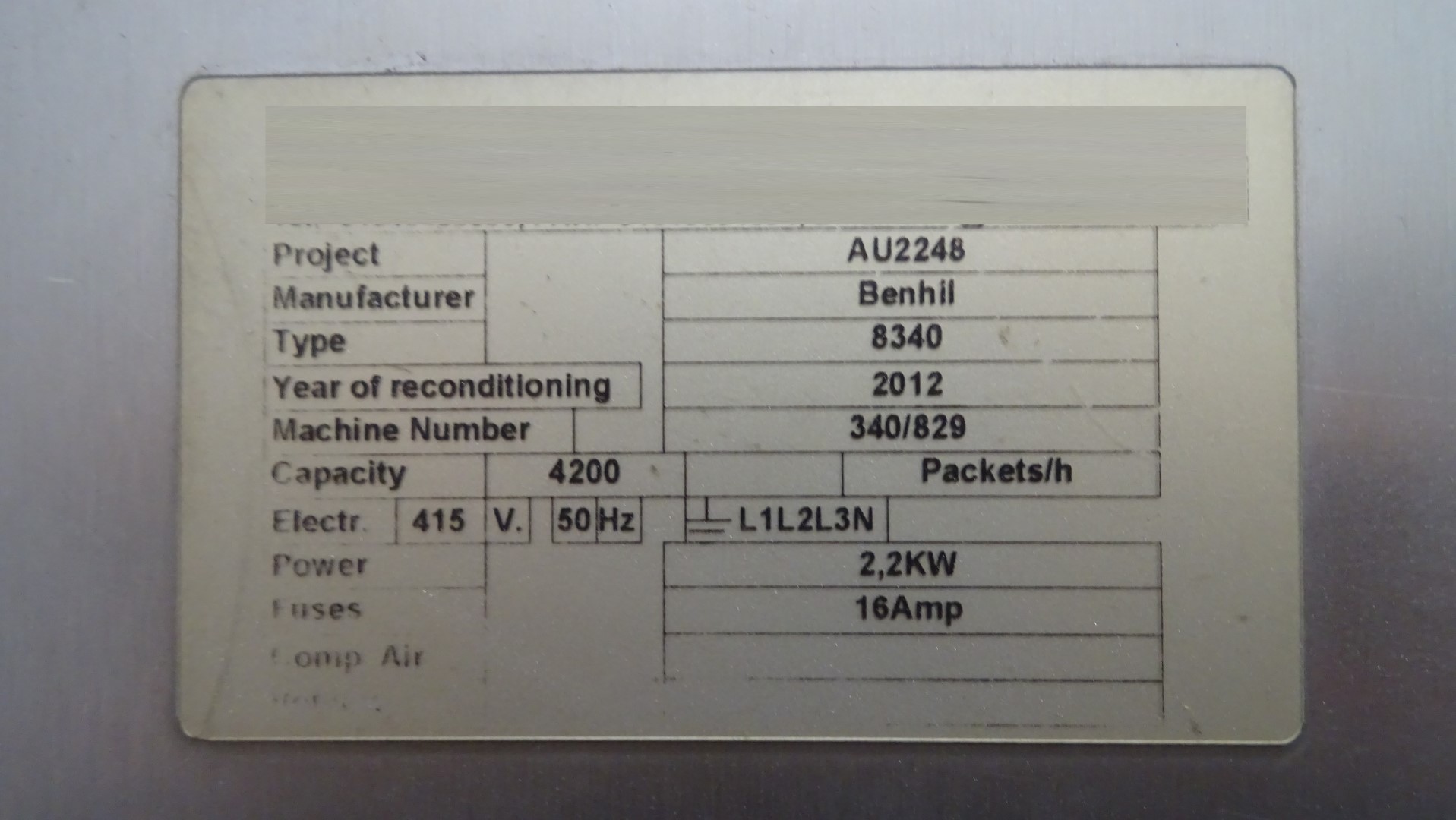 Used Filling and wrapping machine for butter Benhil Multipack 8340