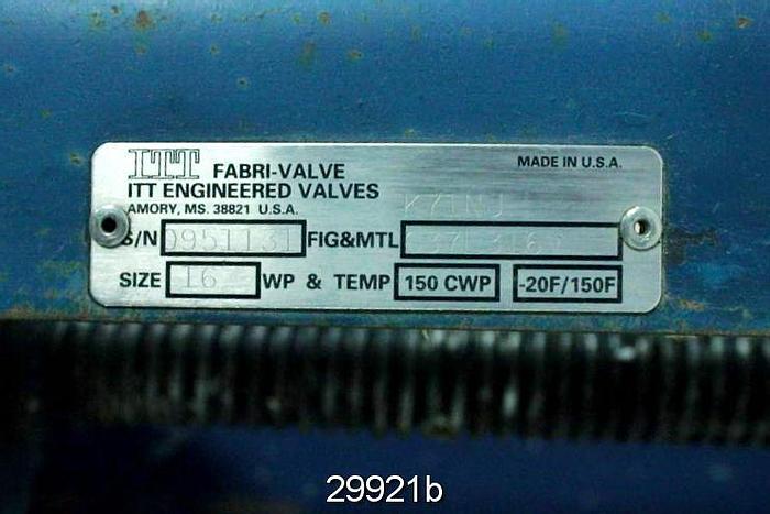 Used Fabri K71NJ 16" Hand Operated V-Port Valve #29921