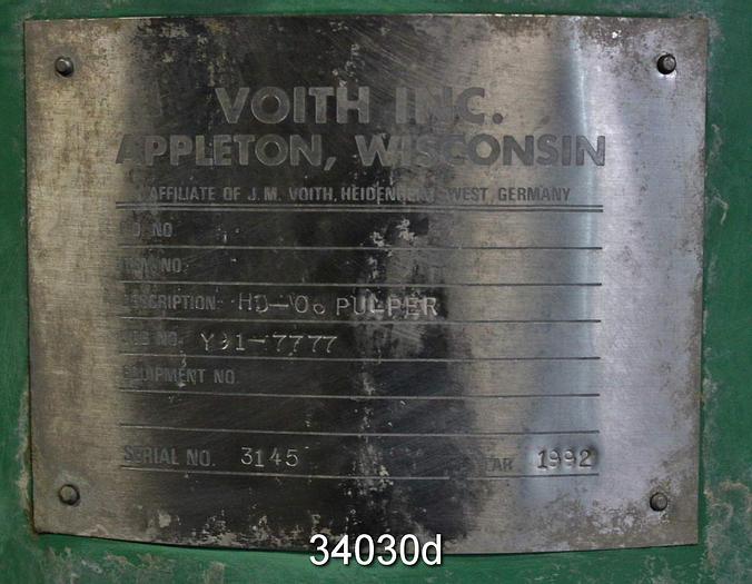 Used Voith HD-06 8' High Consistency Pulper #34030