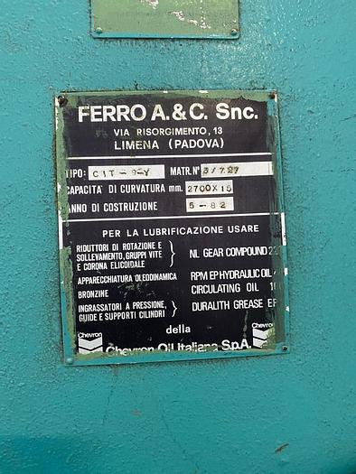 Used Fomp 3 Rolls Hydraulic Plate Bending Machine