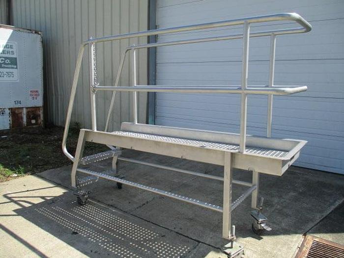Used Work Platform; 23"Wx7'L, with Stairs on Casters