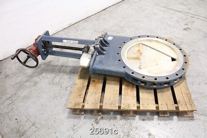 Used Fabri  Manual Vee Knife Valve, 24", Mild Steel Body, Stainless Steel Wetted Parts #25691
