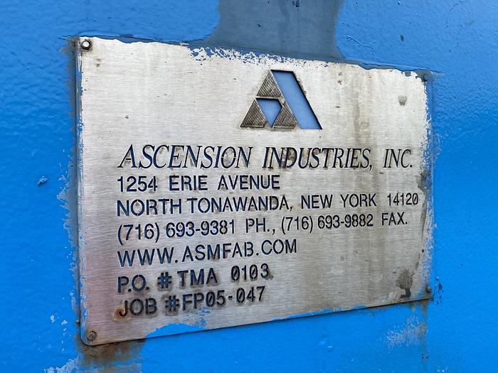 Used Used Ascension Industries Inc. approximately 39.6 cu. Ft. recessed plate filter press