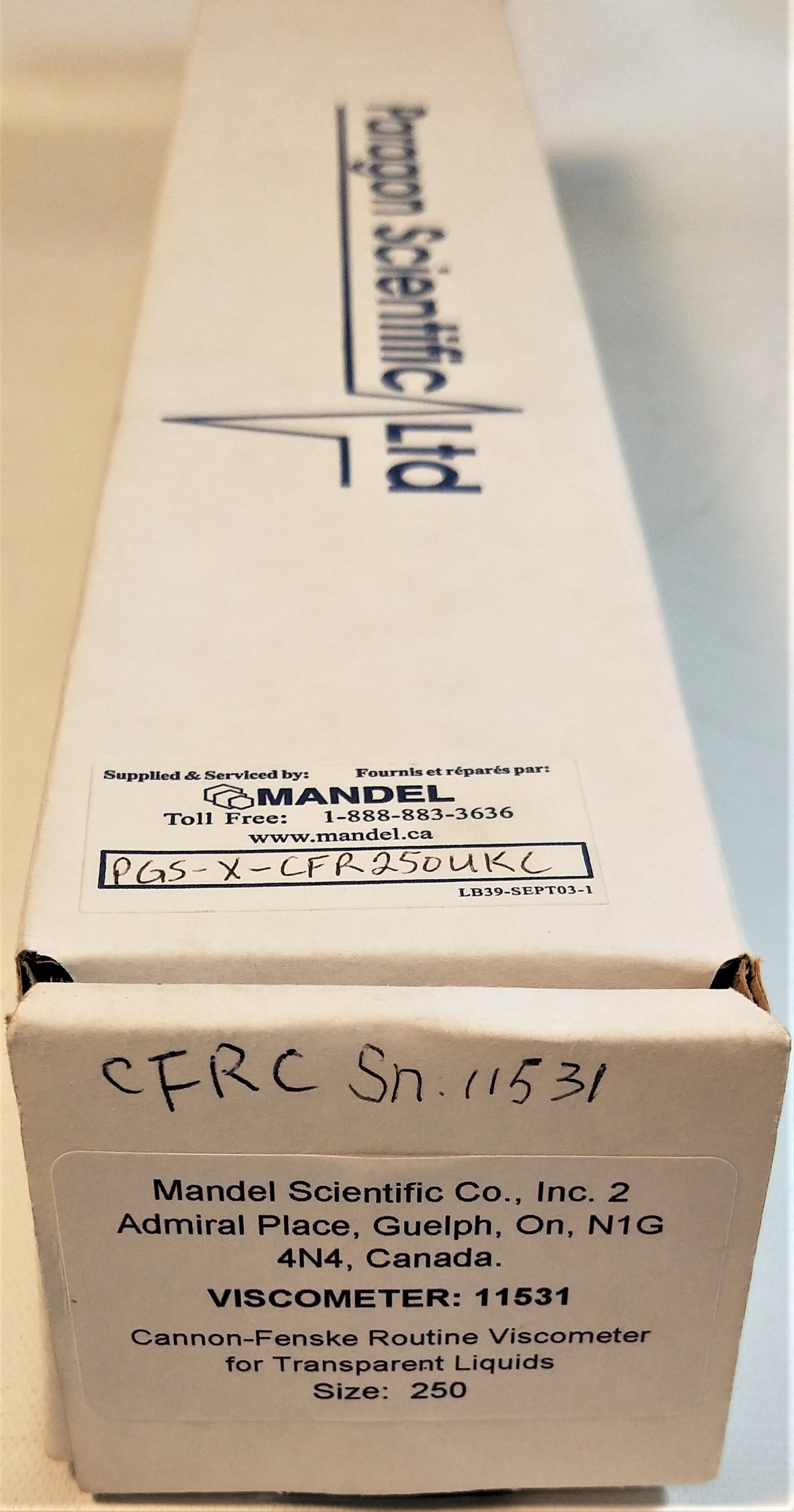 New open box Cannon-Fenske CFRC-250 Certified Routine Viscometer Tube (Size 250)