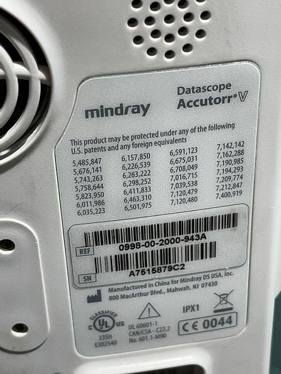 Used Datascope Mindray Accutorr V VITAL Patientenmonitor auf Trolley mit SpO2 fingersensor und Manschette