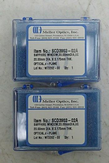 Used Meller Optics SCD3903-02A SAPPHIRE WINDOW 20.00mm DIA. X 3.175mm THK.