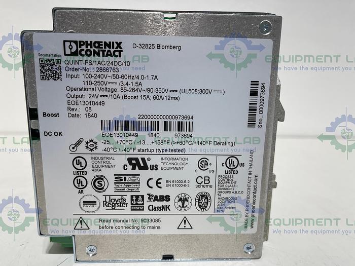 Phoenix Contact  Quint-PS/1AC/24DC/10  DIN Rail Mount Power Supply