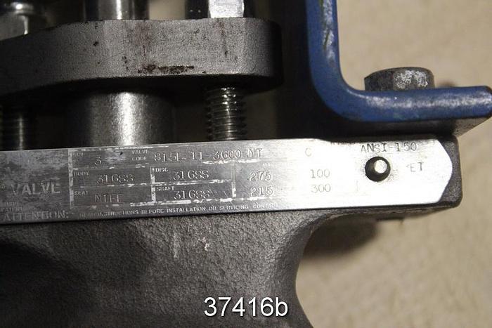 Used Jamesbury 3" Hand Operated Butterfly Valve, 815L-11-3600MT #37416