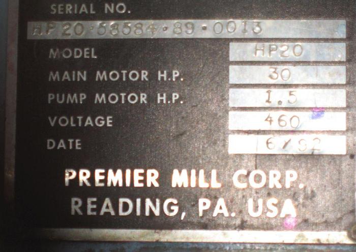 Used Mill, Sand, Premier, Super Mill, Mdl HP20, 30 HP #A743061