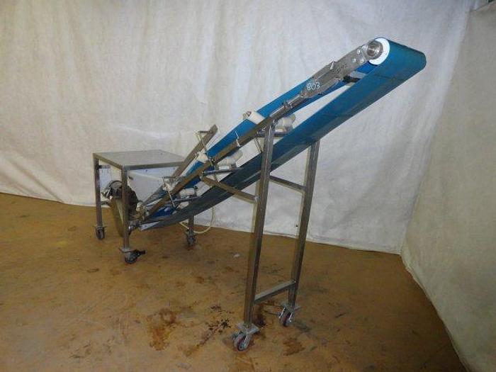 Used Stainless Steel Incline Conveyor, 12" x 6' long w/Inspection Table