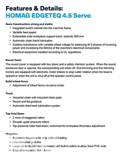 Used 2019 Homag Edgeteq 4.5 Edgebander