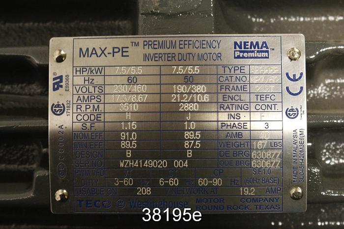 Unused Hauck TBA16-5-TX-3 Blower, With Teco 7.5Hp AC Motor #38195