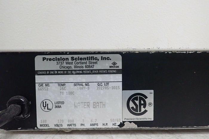 Used Precision Scientific Model 188 66552 Dual Chamber Heated Water Bath
